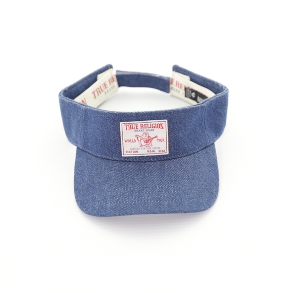 NWOT True Religion Buddha Logo Denim Sun Visor Hat Adjustable Unisex Adult OS - Picture 1 of 5